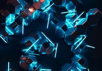 Abstract blue Neon Light with Mirrors and cubical spheres © Photo by Maximalfocus on Unsplash